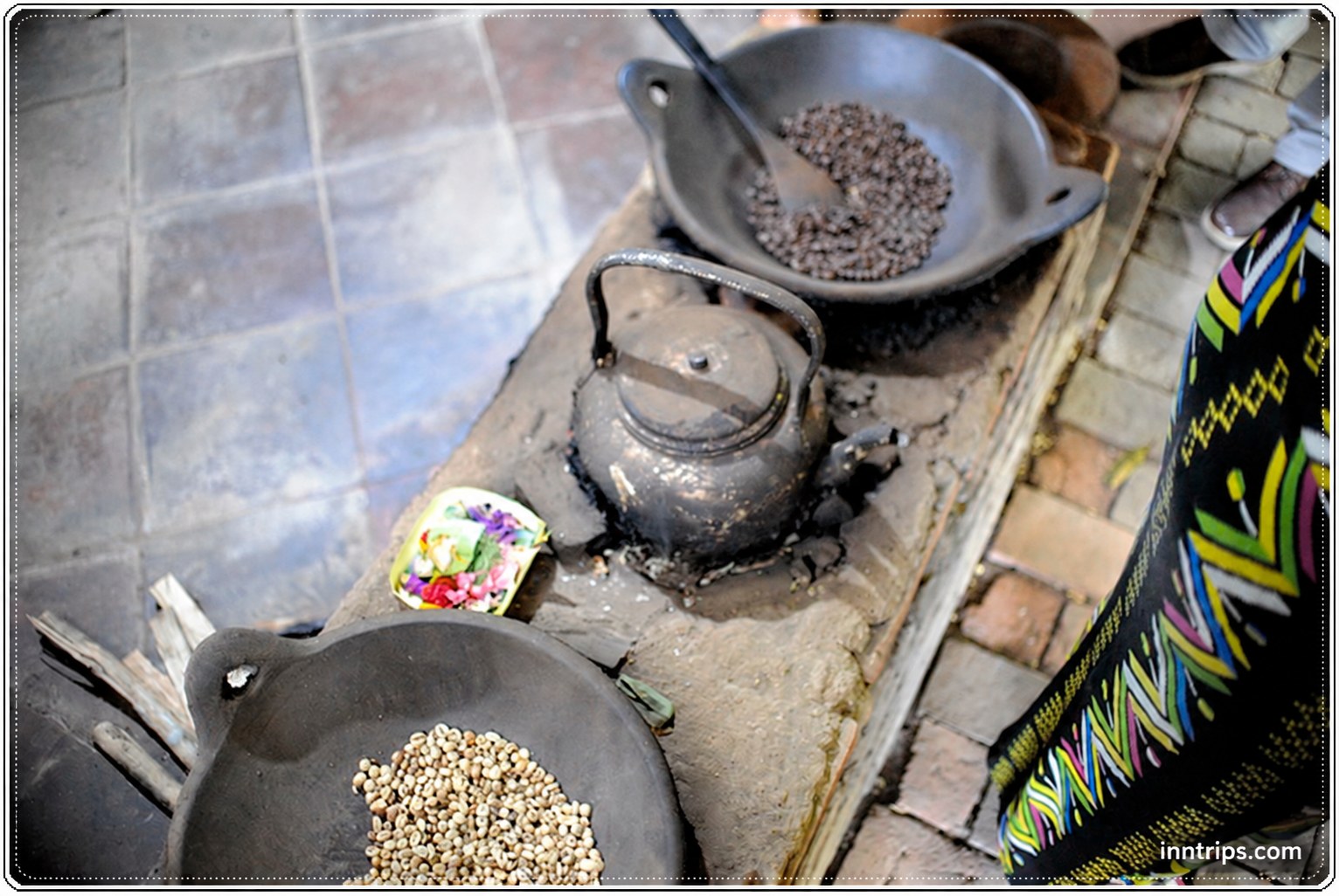 Coffee beans being roasted at a local Bali coffee stop