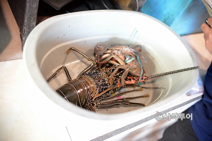 Selected seafood before cooking