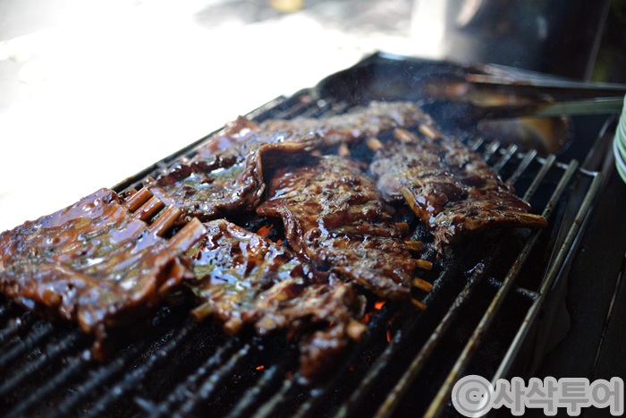 Pork ribs on the charcoal grill