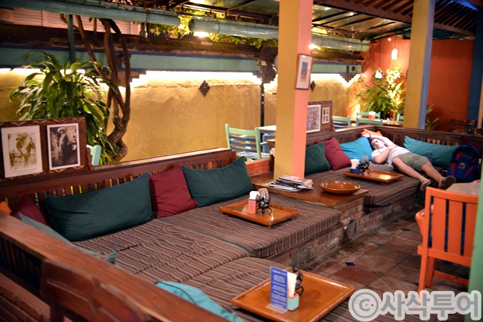 Colourful seating area