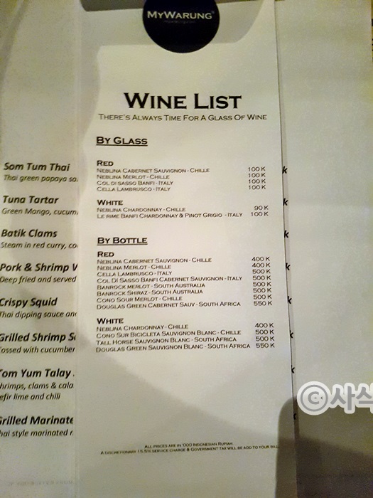 Archived wine list