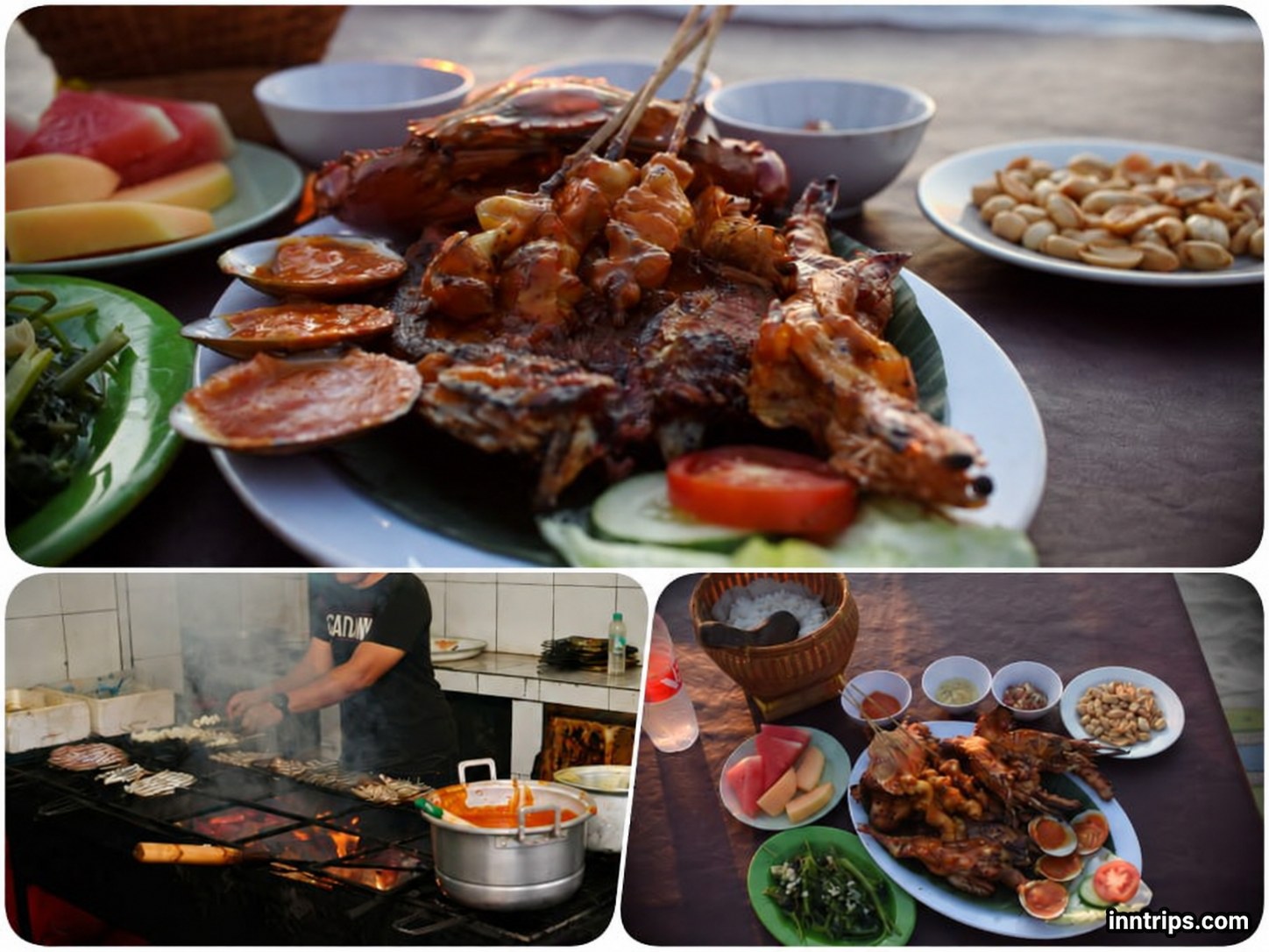 Grilled seafood dinner in Jimbaran style