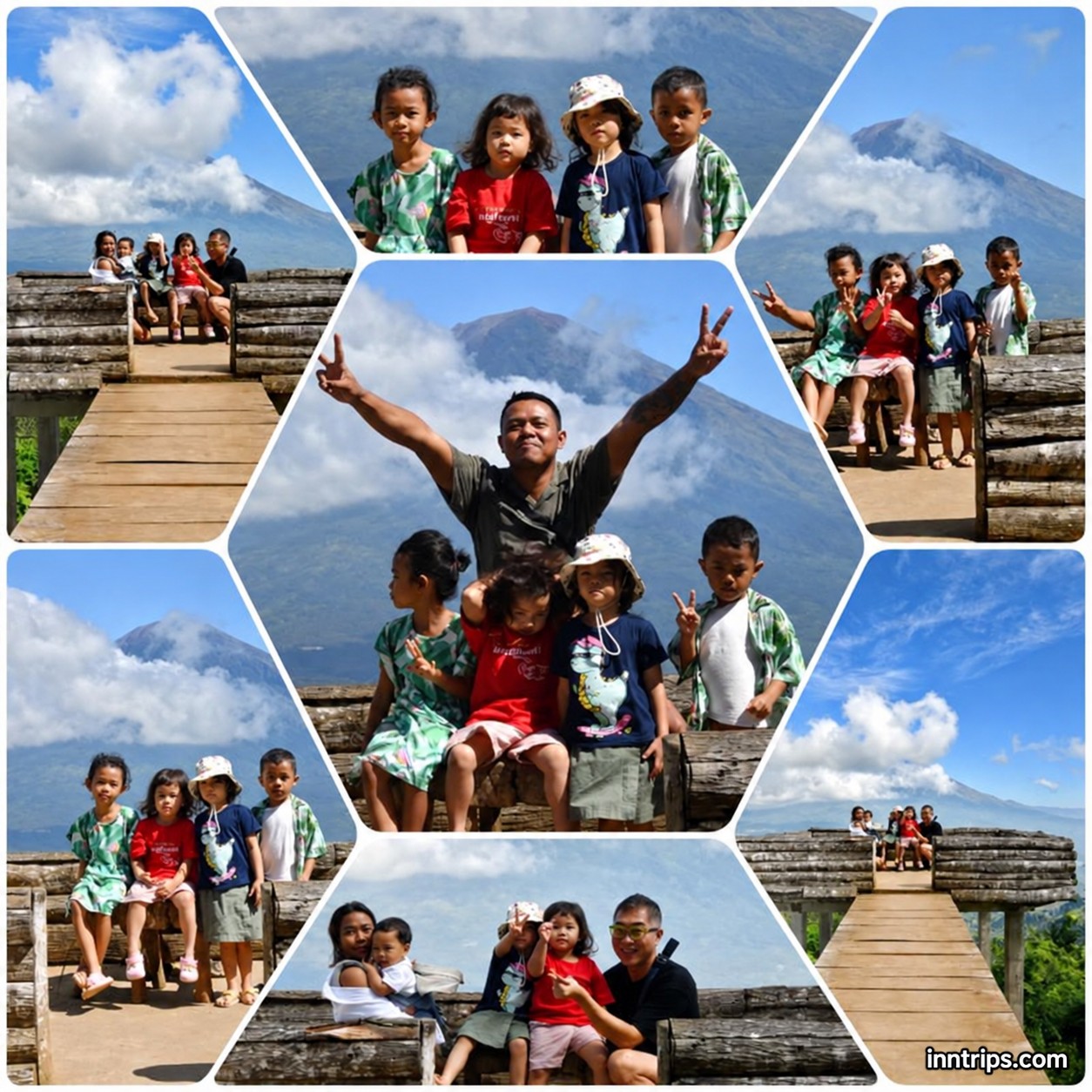 Family photo moments with the mountain backdrop