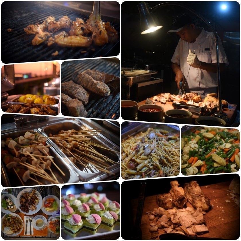 BBQ buffet food selection; dishes may vary