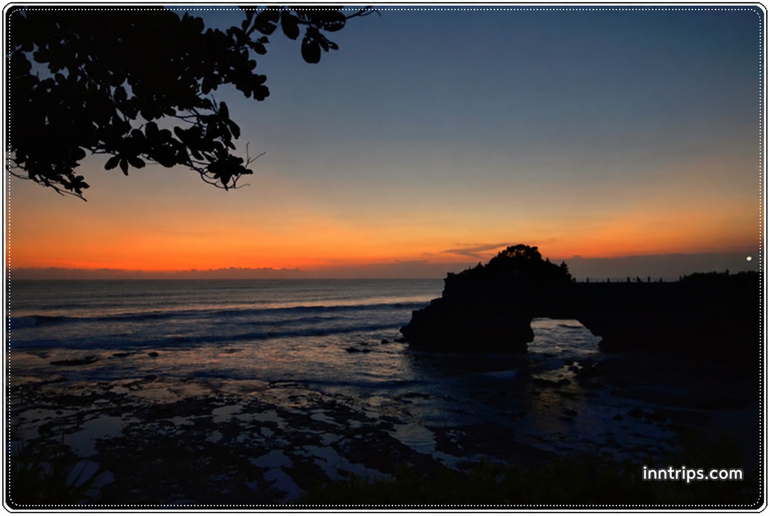 The surrounding coastal temple scenery at dusk