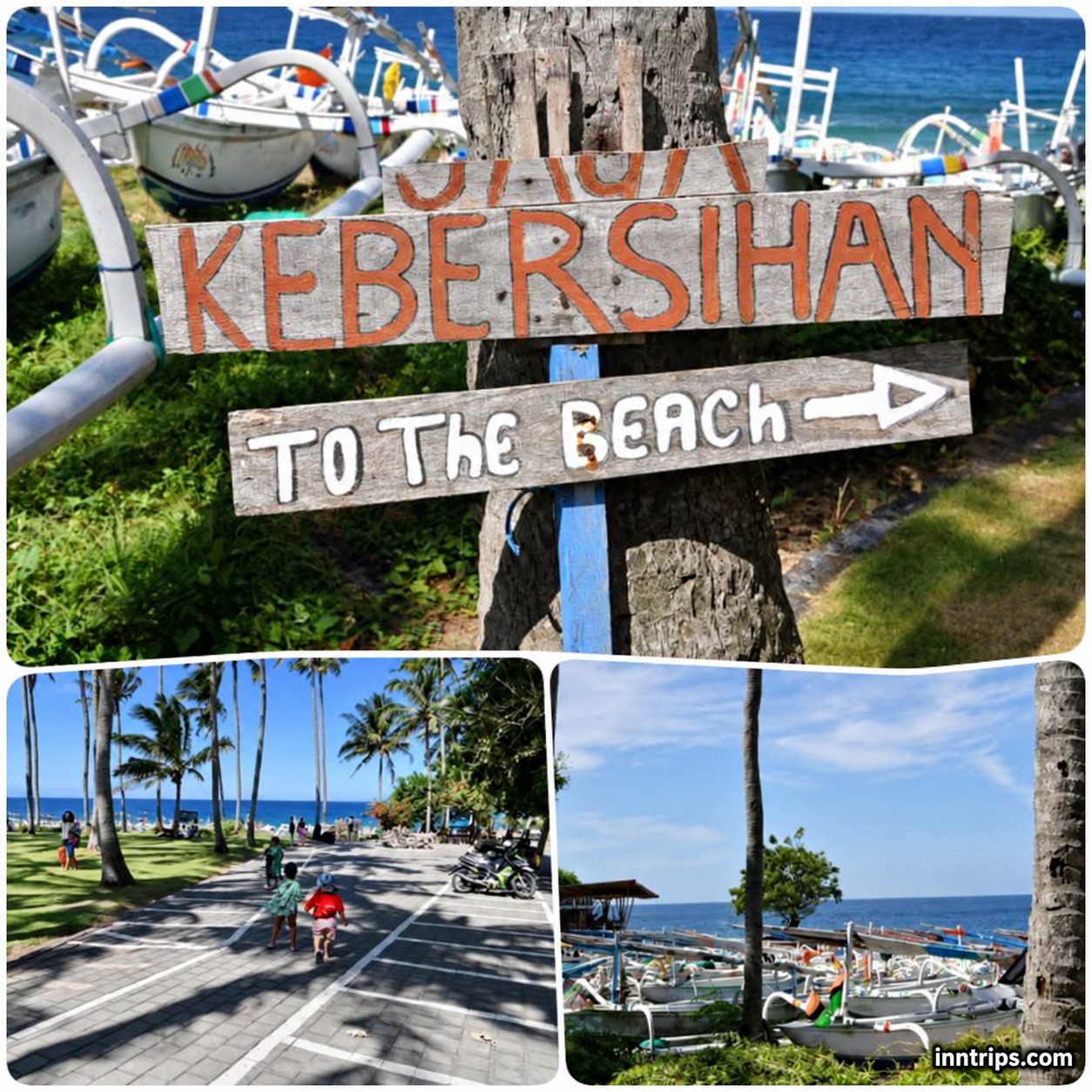 The beach approach and local boats