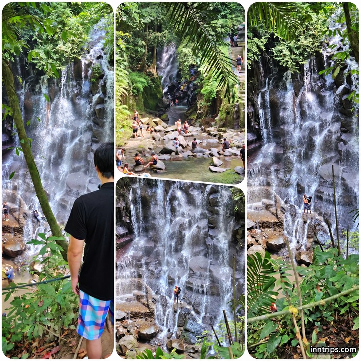 Cascading water over textured rock