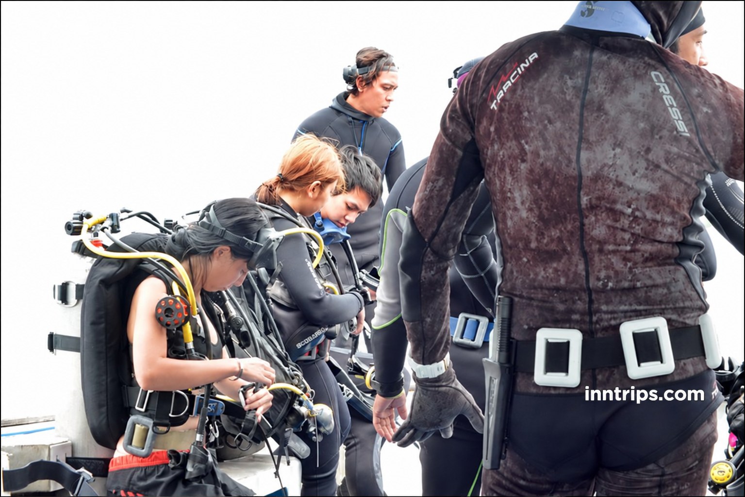 Check equipment with the crew at Nusa Penida