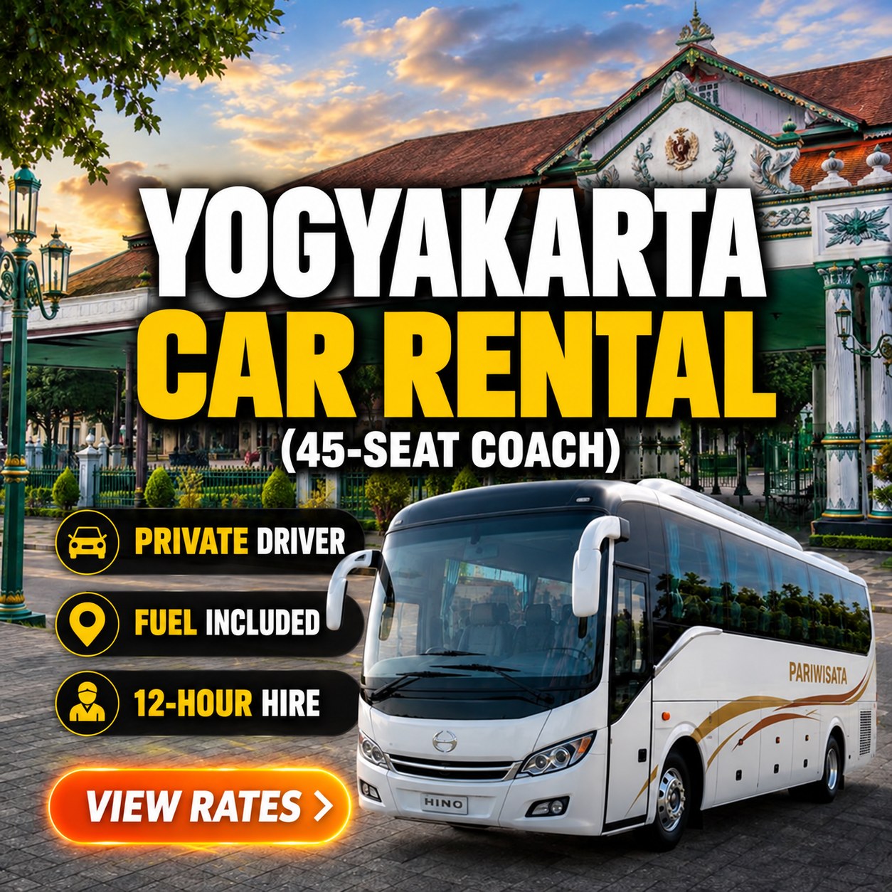 45-Seat Coach Yogyakarta private rental