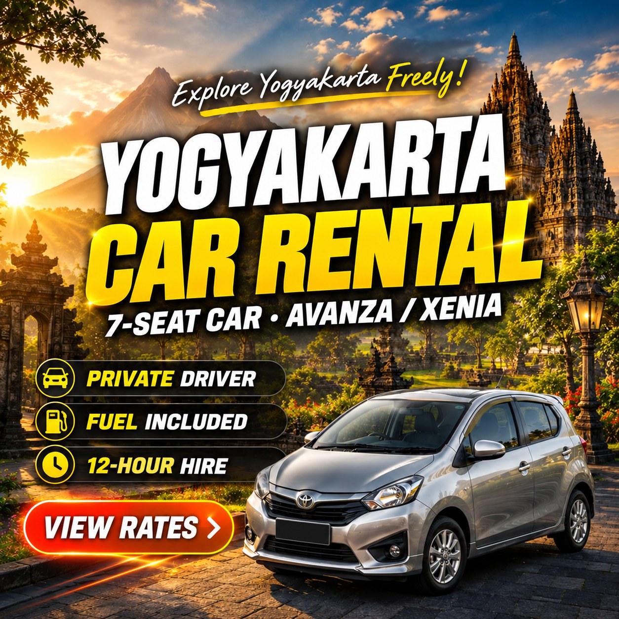 Yogyakarta car rental with driver