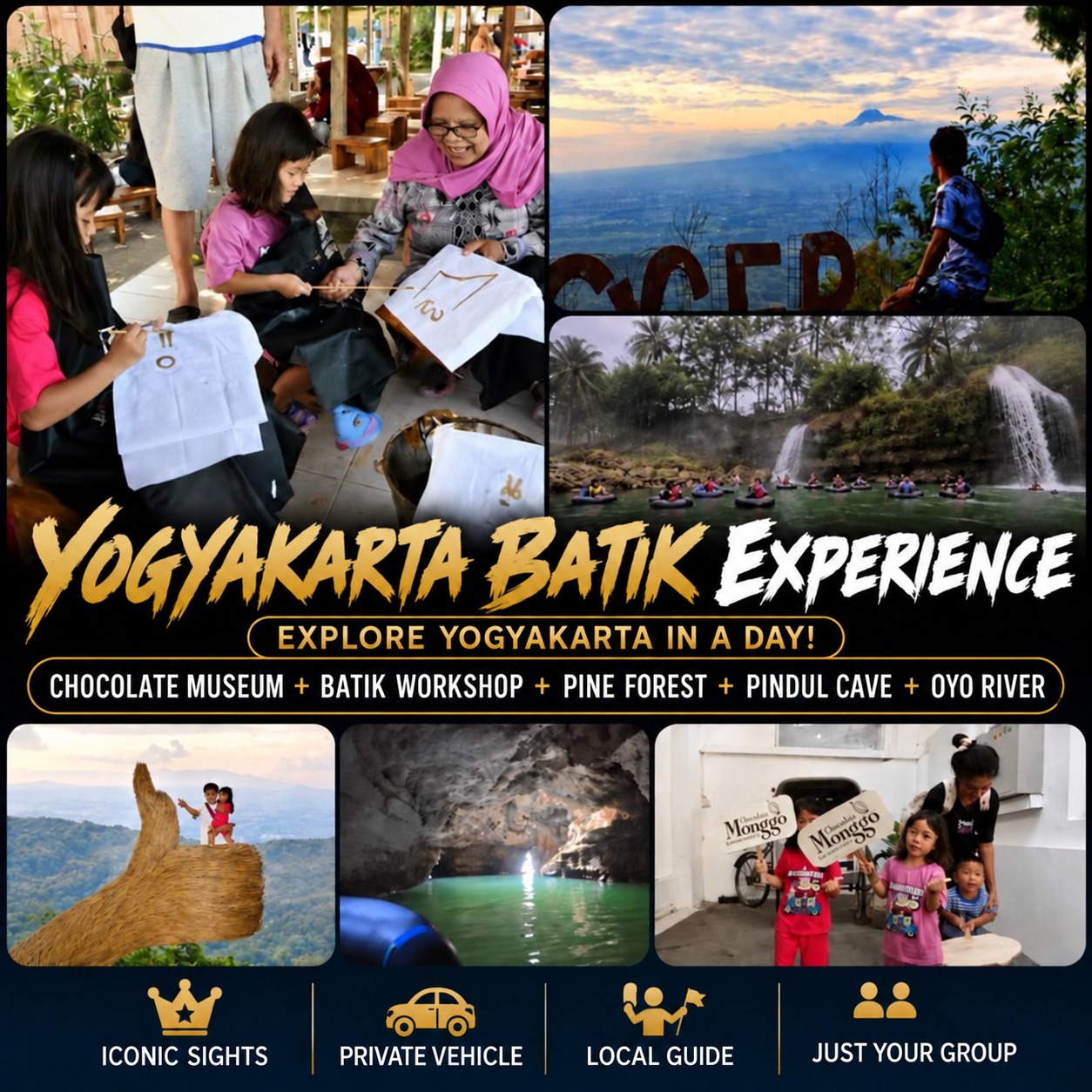 Yogyakarta Batik Workshop & Pindul Cave English tour poster