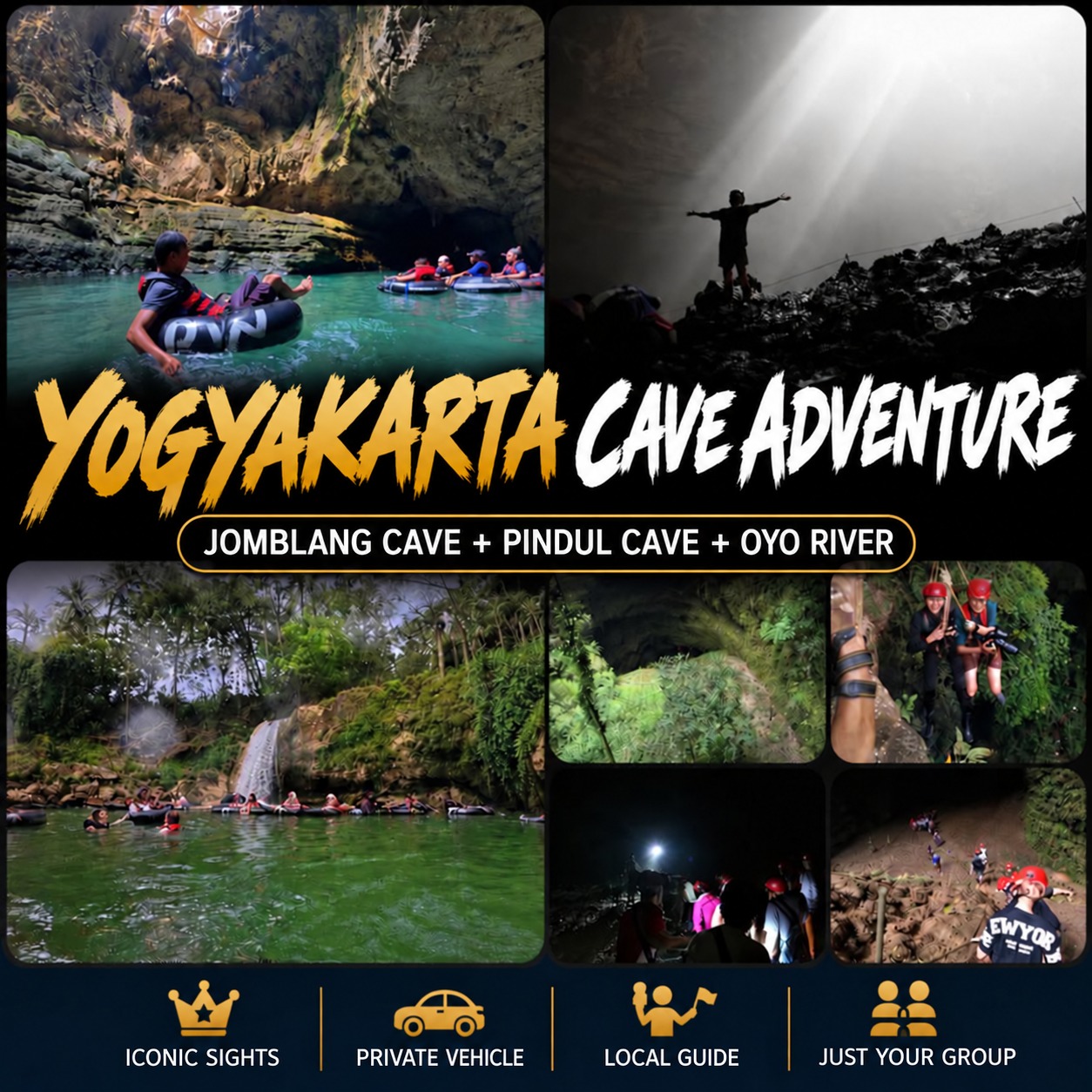 Yogyakarta Jomblang & Pindul Caves English tour poster