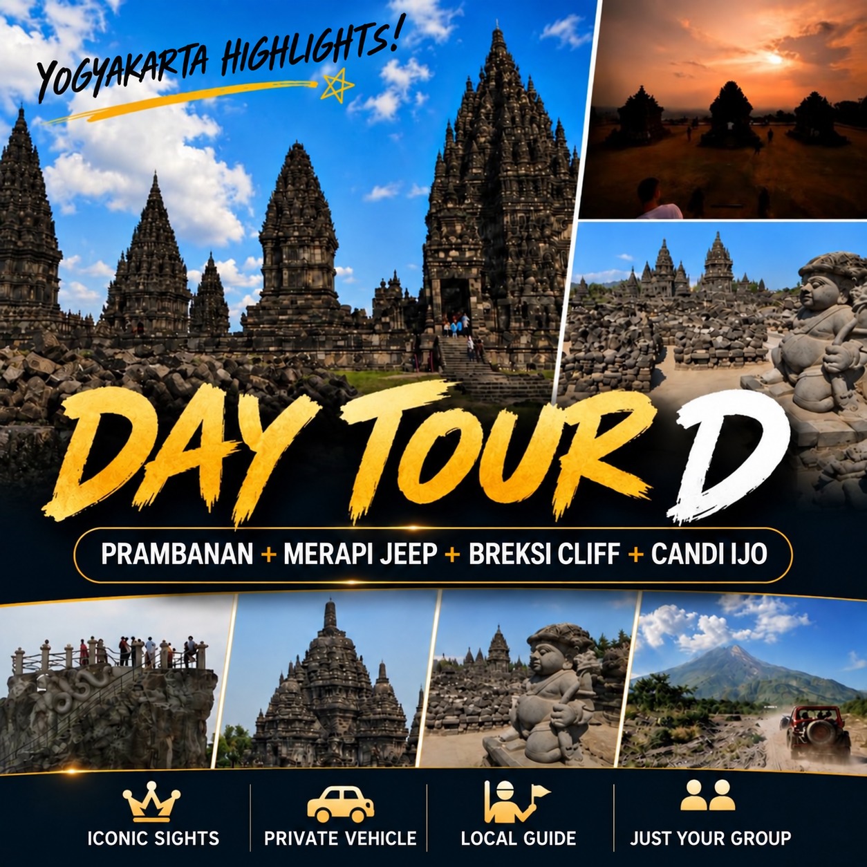 Yogyakarta Prambanan & Merapi Jeep English tour poster