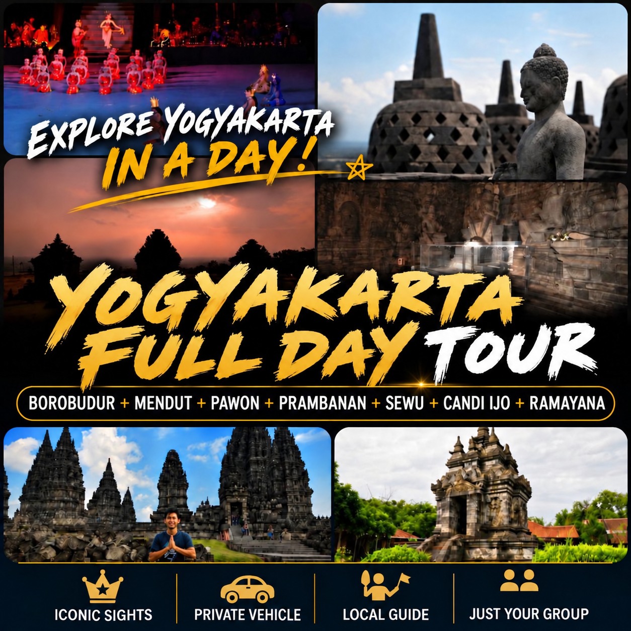 Yogyakarta Temples & Ramayana Full Day English tour poster