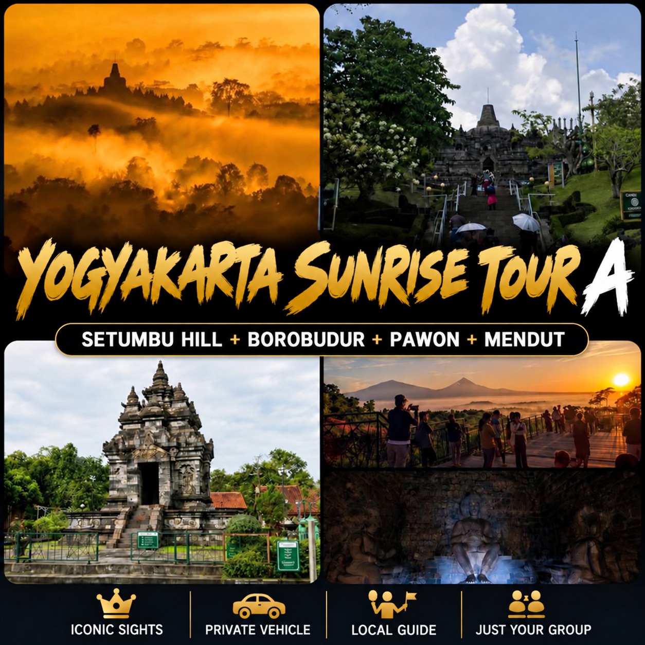 Yogyakarta Borobudur Sunrise English tour poster